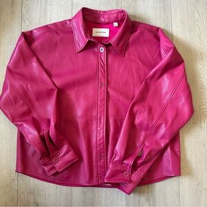 Women's Pink Faux Leather Top